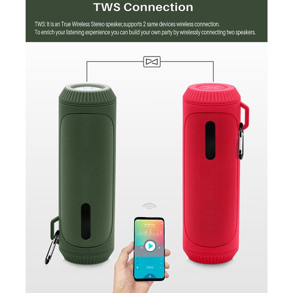 NewRixing NR-4016A TWS Outdoor Splashproof Bluetooth Speaker with Carabiner Handle & SOS Flashlight(Blue)
