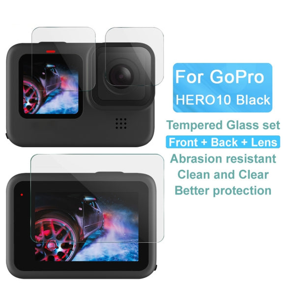 For GoPro HERO10 Black IMAK 3 in 1 Camera Lens and Screen Tempered Glass Film