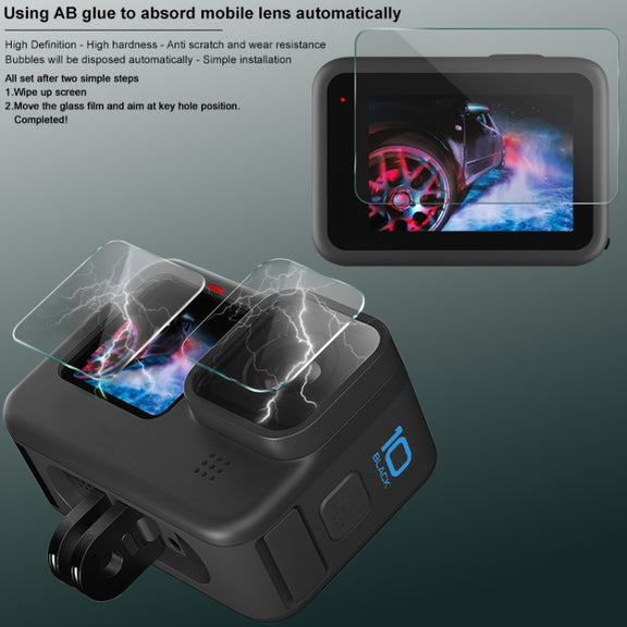 For GoPro HERO10 Black IMAK 3 in 1 Camera Lens and Screen Tempered Glass Film