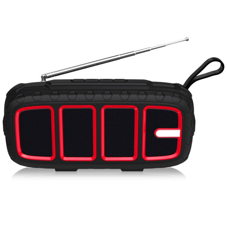NewRixing NR-5018FM Outdoor Portable Bluetooth Speaker with Antenna, Support Hands-free Call / TF Card / FM / U Disk(Black+Red) - free shipping - PMC Jewellery - Order now!