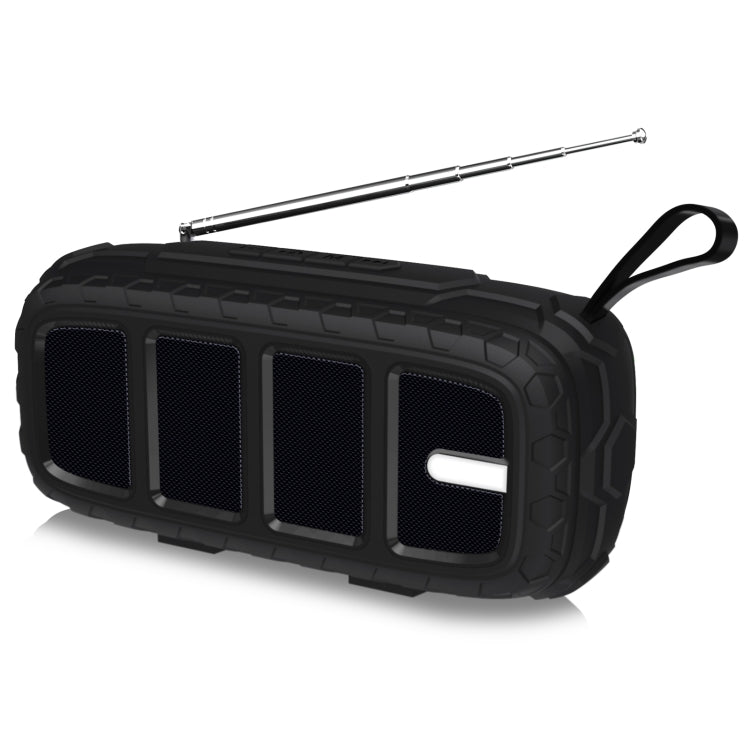 NewRixing NR-5018FM Outdoor Portable Bluetooth Speaker with Antenna, Support Hands-free Call / TF Card / FM / U Disk(Black)