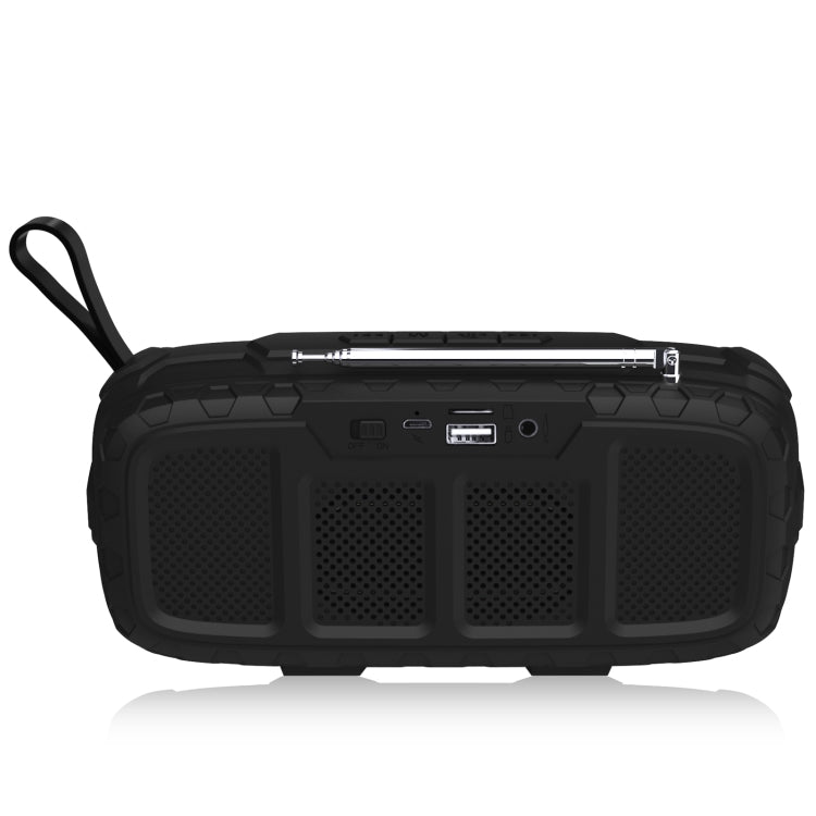 NewRixing NR-5018FM Outdoor Portable Bluetooth Speaker with Antenna, Support Hands-free Call / TF Card / FM / U Disk(Black)