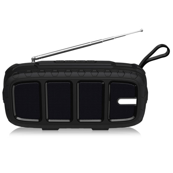 NewRixing NR-5018FM Outdoor Portable Bluetooth Speaker with Antenna, Support Hands-free Call / TF Card / FM / U Disk(Black)
