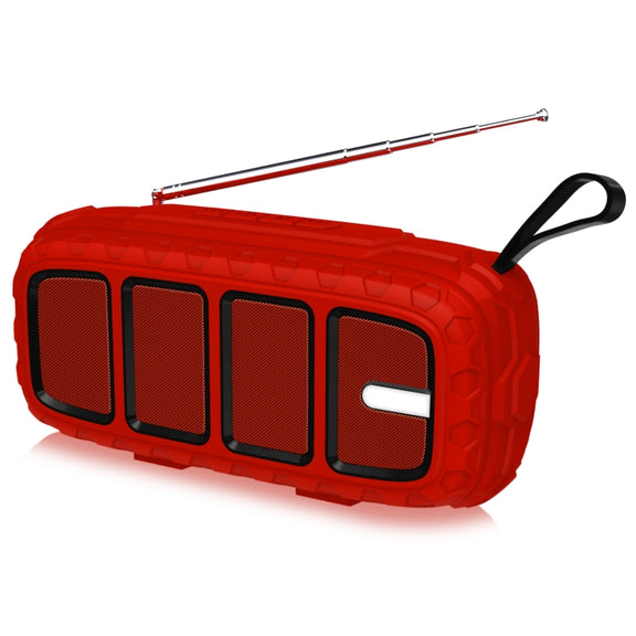 NewRixing NR-5018FM Outdoor Portable Bluetooth Speaker with Antenna, Support Hands-free Call / TF Card / FM / U Disk(Red+Black)