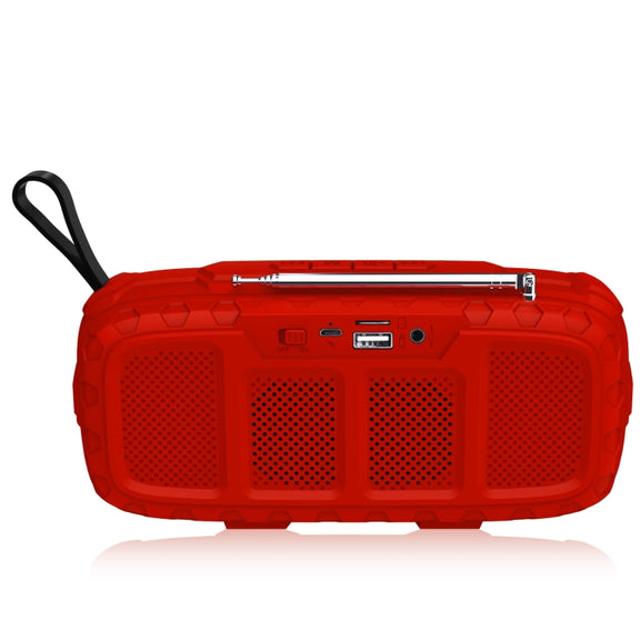 NewRixing NR-5018FM Outdoor Portable Bluetooth Speaker with Antenna, Support Hands-free Call / TF Card / FM / U Disk(Red+Black)