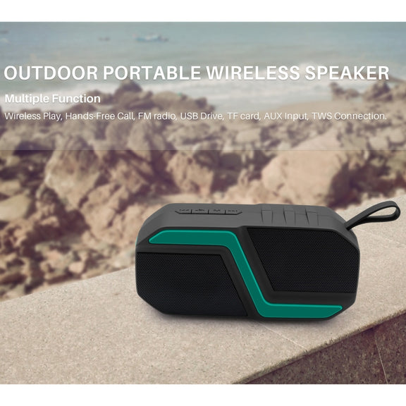 NewRixing NR-5019 Outdoor Portable Bluetooth Speaker, Support Hands-free Call / TF Card / FM / U Disk(Green)