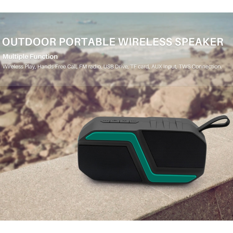 NewRixing NR-5019 Outdoor Portable Bluetooth Speaker, Support Hands-free Call / TF Card / FM / U Disk(Green)