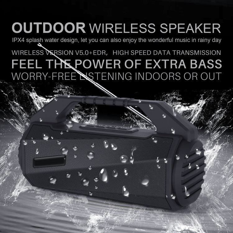 NewRixing NR-4025FM with Screen Outdoor Splash-proof Water Portable Bluetooth Speaker, Support Hands-free Call / TF Card / FM / U Disk(Black)