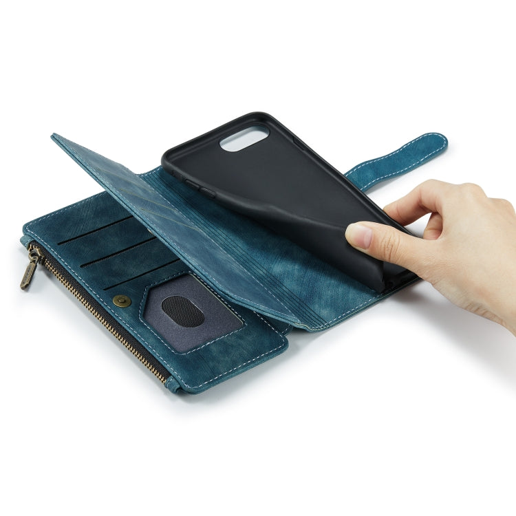 CaseMe-C30 PU + TPU Multifunctional Horizontal Flip Leather Case with Holder & Card Slot & Wallet & Zipper Pocket For iPhone 8 Plus & 7 Plus & 6 Plus(Blue) - More iPhone Cases by CaseMe | Online Shopping South Africa | PMC Jewellery | Buy Now Pay Later Mobicred