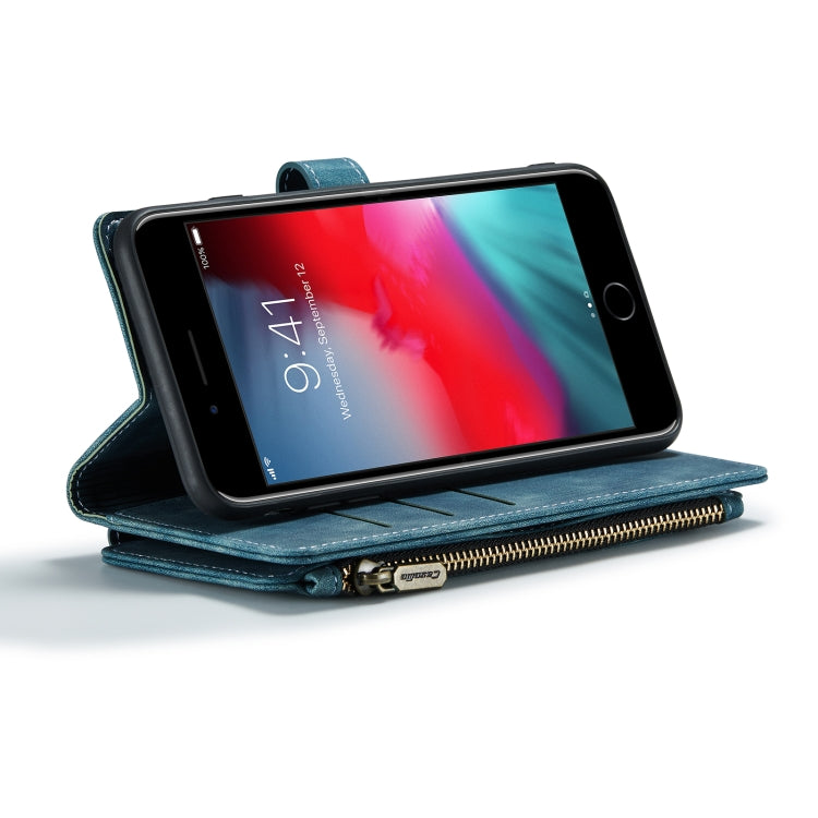 CaseMe-C30 PU + TPU Multifunctional Horizontal Flip Leather Case with Holder & Card Slot & Wallet & Zipper Pocket For iPhone 8 Plus & 7 Plus & 6 Plus(Blue) - More iPhone Cases by CaseMe | Online Shopping South Africa | PMC Jewellery | Buy Now Pay Later Mobicred