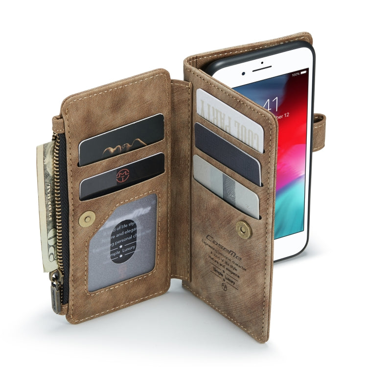 For iPhone SE 2022 / SE 2020 / 8 / 7 / 6 CaseMe-C30 PU + TPU Multifunctional Horizontal Flip Leather Case with Holder & Card Slot & Wallet & Zipper Pocke(Brown) - iPhone SE 2022 / 2020 / 8 / 7 Cases by CaseMe | Online Shopping South Africa | PMC TechLife | Buy Now Pay Later Mobicred
