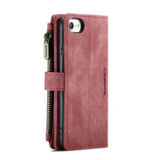 For iPhone SE 2022 / SE 2020 / 8 / 7 / 6 CaseMe-C30 PU + TPU Multifunctional Horizontal Flip Leather Case with Holder & Card Slot & Wallet & Zipper Pocke(Red)