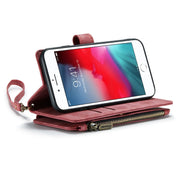 For iPhone SE 2022 / SE 2020 / 8 / 7 / 6 CaseMe-C30 PU + TPU Multifunctional Horizontal Flip Leather Case with Holder & Card Slot & Wallet & Zipper Pocke(Red)