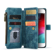 For iPhone SE 2022 / SE 2020 / 8 / 7 / 6 CaseMe-C30 PU + TPU Multifunctional Horizontal Flip Leather Case with Holder & Card Slot & Wallet & Zipper Pocke(Blue)