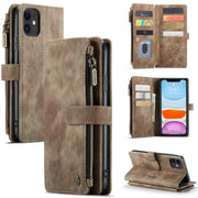 For iPhone 11 CaseMe-C30 PU + TPU Multifunctional Horizontal Flip Leather Case with Holder & Card Slot & Wallet & Zipper Pocket (Brown)