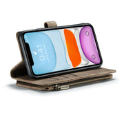 For iPhone 11 CaseMe-C30 PU + TPU Multifunctional Horizontal Flip Leather Case with Holder & Card Slot & Wallet & Zipper Pocket (Brown)