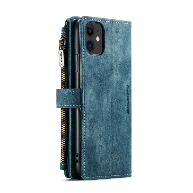 For iPhone 11 CaseMe-C30 PU + TPU Multifunctional Horizontal Flip Leather Case with Holder & Card Slot & Wallet & Zipper Pocket (Blue)