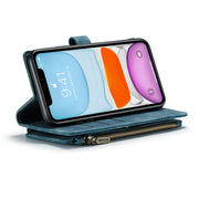 For iPhone 11 CaseMe-C30 PU + TPU Multifunctional Horizontal Flip Leather Case with Holder & Card Slot & Wallet & Zipper Pocket (Blue)
