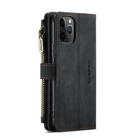 For iPhone 11 Pro CaseMe-C30 PU + TPU Multifunctional Horizontal Flip Leather Case with Holder & Card Slot & Wallet & Zipper Pocket (Black)