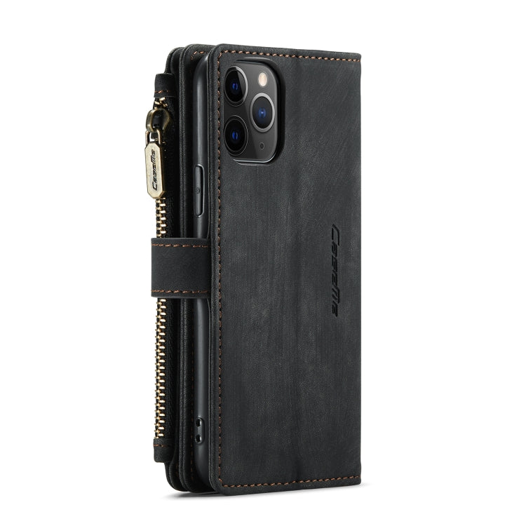 For iPhone 11 Pro CaseMe-C30 PU + TPU Multifunctional Horizontal Flip Leather Case with Holder & Card Slot & Wallet & Zipper Pocket (Black)