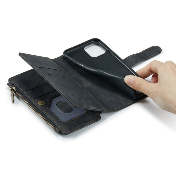 For iPhone 11 Pro CaseMe-C30 PU + TPU Multifunctional Horizontal Flip Leather Case with Holder & Card Slot & Wallet & Zipper Pocket (Black)