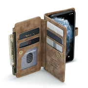 For iPhone 11 Pro CaseMe-C30 PU + TPU Multifunctional Horizontal Flip Leather Case with Holder & Card Slot & Wallet & Zipper Pocket (Brown)