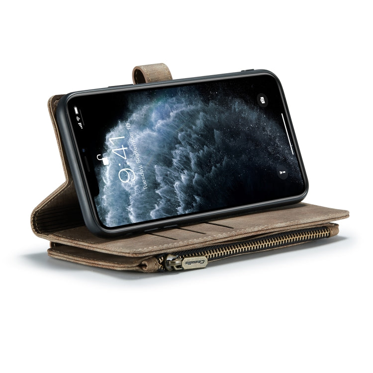 For iPhone 11 Pro Max CaseMe-C30 PU + TPU Multifunctional Horizontal Flip Leather Case with Holder & Card Slot & Wallet & Zipper Pocket (Brown)