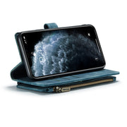 For iPhone 11 Pro Max CaseMe-C30 PU + TPU Multifunctional Horizontal Flip Leather Case with Holder & Card Slot & Wallet & Zipper Pocket (Blue)