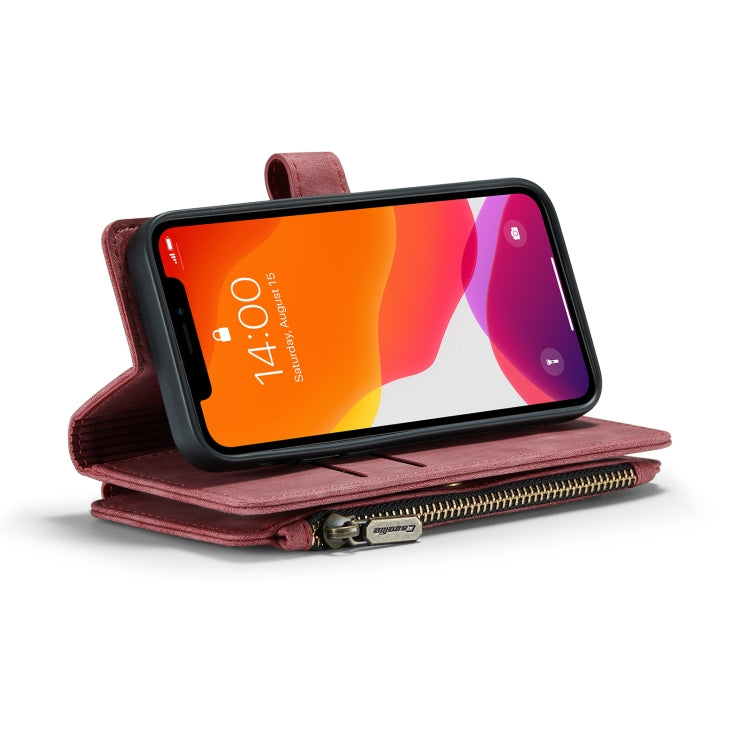 For iPhone 12 mini CaseMe-C30 PU + TPU Multifunctional Horizontal Flip Leather Case with Holder & Card Slot & Wallet & Zipper Pocket (Red) - iPhone 12 mini Cases by CaseMe | Online Shopping South Africa | PMC Jewellery | Buy Now Pay Later Mobicred