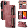 For iPhone 12 / 12 Pro CaseMe-C30 PU + TPU Multifunctional Horizontal Flip Leather Case with Holder & Card Slot & Wallet & Zipper Pocket(Red) - iPhone 12 / 12 Pro Cases by CaseMe | Online Shopping South Africa | PMC Jewellery | Buy Now Pay Later Mobicred