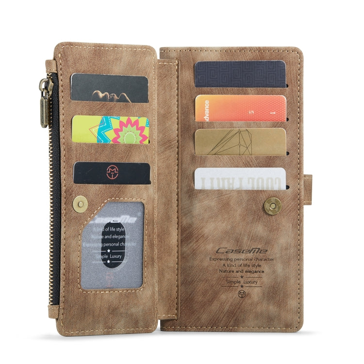 For iPhone 12 Pro Max CaseMe-C30 PU + TPU Multifunctional Horizontal Flip Leather Case with Holder & Card Slot & Wallet & Zipper Pocket(Brown) - iPhone 12 Pro Max Cases by CaseMe | Online Shopping South Africa | PMC Jewellery | Buy Now Pay Later Mobicred