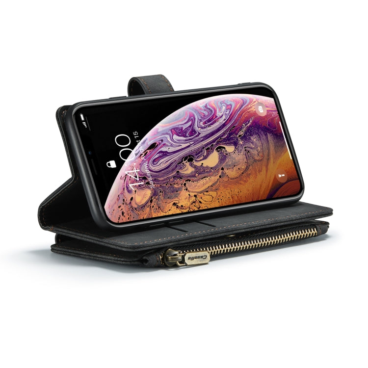 For iPhone X / XS CaseMe-C30 PU + TPU Multifunctional Horizontal Flip Leather Case with Holder & Card Slot & Wallet & Zipper Pocket(Black) - More iPhone Cases by CaseMe | Online Shopping South Africa | PMC Jewellery | Buy Now Pay Later Mobicred