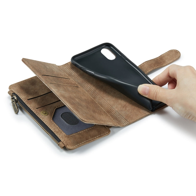 For iPhone X / XS CaseMe-C30 PU + TPU Multifunctional Horizontal Flip Leather Case with Holder & Card Slot & Wallet & Zipper Pocket(Brown) - More iPhone Cases by CaseMe | Online Shopping South Africa | PMC Jewellery | Buy Now Pay Later Mobicred