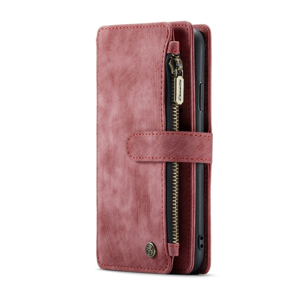 For iPhone X / XS CaseMe-C30 PU + TPU Multifunctional Horizontal Flip Leather Case with Holder & Card Slot & Wallet & Zipper Pocket(Red)
