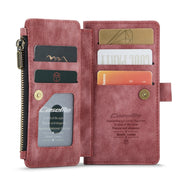 For iPhone X / XS CaseMe-C30 PU + TPU Multifunctional Horizontal Flip Leather Case with Holder & Card Slot & Wallet & Zipper Pocket(Red)