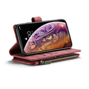 For iPhone X / XS CaseMe-C30 PU + TPU Multifunctional Horizontal Flip Leather Case with Holder & Card Slot & Wallet & Zipper Pocket(Red)