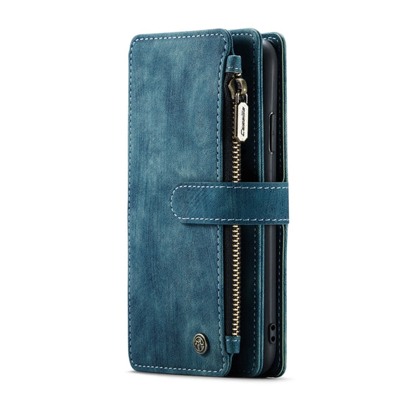 For iPhone X / XS CaseMe-C30 PU + TPU Multifunctional Horizontal Flip Leather Case with Holder & Card Slot & Wallet & Zipper Pocket(Blue)