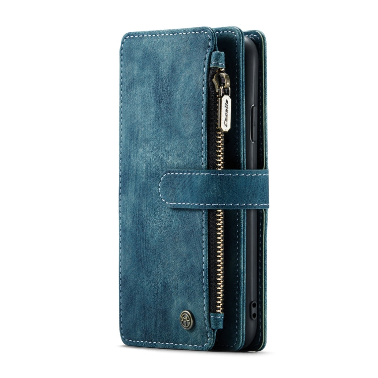 For iPhone X / XS CaseMe-C30 PU + TPU Multifunctional Horizontal Flip Leather Case with Holder & Card Slot & Wallet & Zipper Pocket(Blue)
