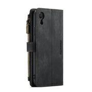 For iPhone XR CaseMe-C30 PU + TPU Multifunctional Horizontal Flip Leather Case with Holder & Card Slot & Wallet & Zipper Pocket(Black)