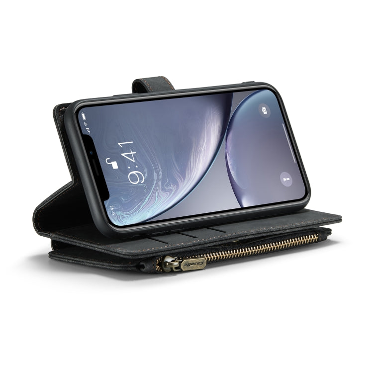 For iPhone XR CaseMe-C30 PU + TPU Multifunctional Horizontal Flip Leather Case with Holder & Card Slot & Wallet & Zipper Pocket(Black) - More iPhone Cases by CaseMe | Online Shopping South Africa | PMC Jewellery | Buy Now Pay Later Mobicred