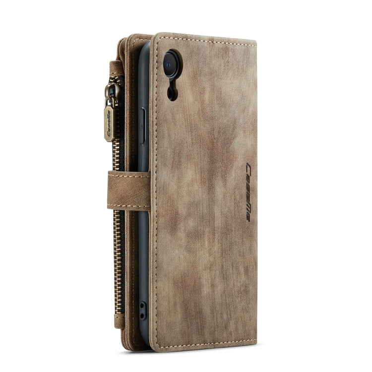 For iPhone XR CaseMe-C30 PU + TPU Multifunctional Horizontal Flip Leather Case with Holder & Card Slot & Wallet & Zipper Pocket(Brown)
