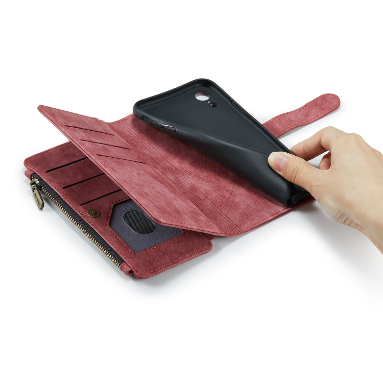 For iPhone XR CaseMe-C30 PU + TPU Multifunctional Horizontal Flip Leather Case with Holder & Card Slot & Wallet & Zipper Pocket(Red) - More iPhone Cases by CaseMe | Online Shopping South Africa | PMC Jewellery | Buy Now Pay Later Mobicred