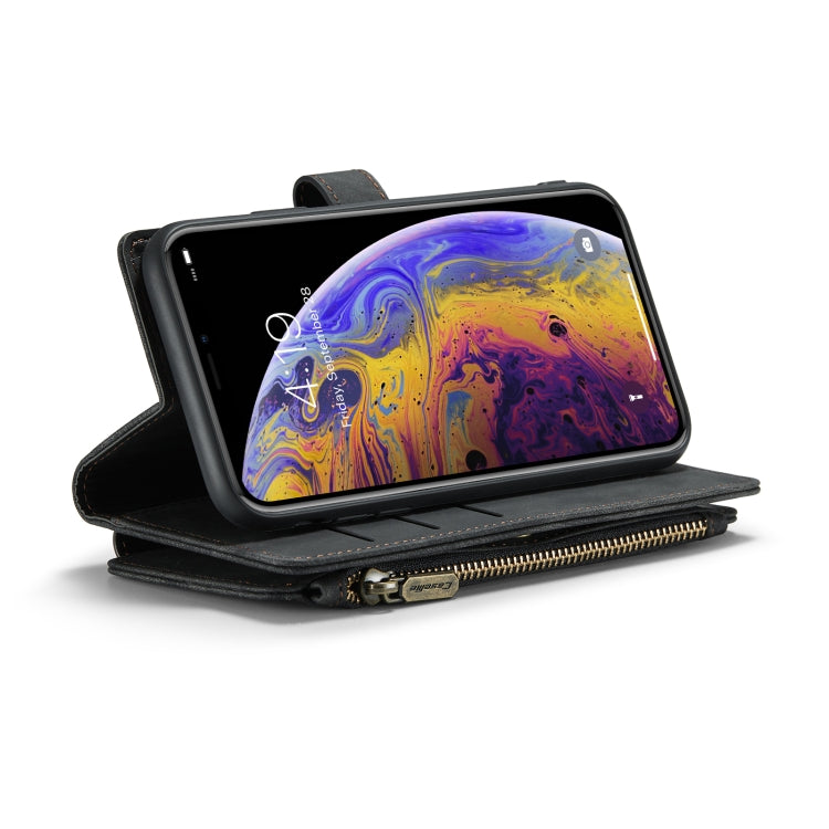 For iPhone XS Max CaseMe-C30 PU + TPU Multifunctional Horizontal Flip Leather Case with Holder & Card Slot & Wallet & Zipper Pocket(Black)