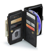 For iPhone XS Max CaseMe-C30 PU + TPU Multifunctional Horizontal Flip Leather Case with Holder & Card Slot & Wallet & Zipper Pocket(Black)