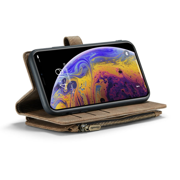 For iPhone XS Max CaseMe-C30 PU + TPU Multifunctional Horizontal Flip Leather Case with Holder & Card Slot & Wallet & Zipper Pocket(Brown)