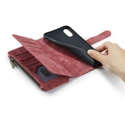 For iPhone XS Max CaseMe-C30 PU + TPU Multifunctional Horizontal Flip Leather Case with Holder & Card Slot & Wallet & Zipper Pocket(Red)
