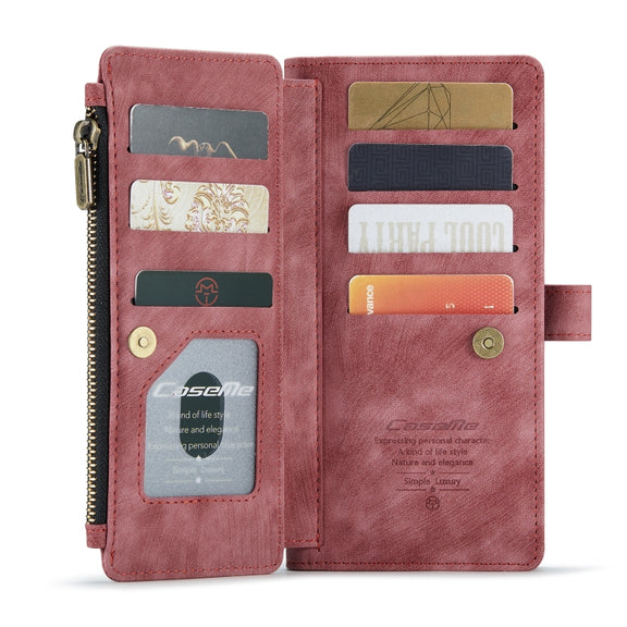 For iPhone XS Max CaseMe-C30 PU + TPU Multifunctional Horizontal Flip Leather Case with Holder & Card Slot & Wallet & Zipper Pocket(Red)