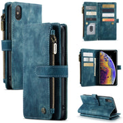 For iPhone XS Max CaseMe-C30 PU + TPU Multifunctional Horizontal Flip Leather Case with Holder & Card Slot & Wallet & Zipper Pocket(Blue)