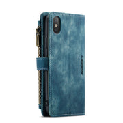 For iPhone XS Max CaseMe-C30 PU + TPU Multifunctional Horizontal Flip Leather Case with Holder & Card Slot & Wallet & Zipper Pocket(Blue)