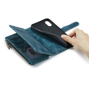 For iPhone XS Max CaseMe-C30 PU + TPU Multifunctional Horizontal Flip Leather Case with Holder & Card Slot & Wallet & Zipper Pocket(Blue)